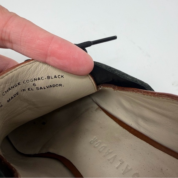 Freda Salvador Tan Black Leather Oxford Change Cognac Lace Womens Size 6 - Picture 11 of 13